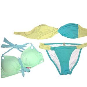 VICTORIA'S SECRET 3 PIECE INTERCHANGEABLE SWIM SUIT TOPS MEDIUM & 34B, BOTTOM’S
